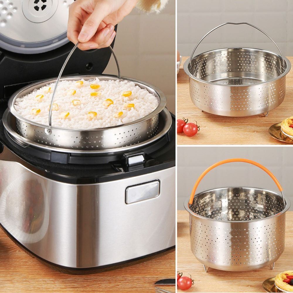 Silicone Steamer Basket - 실리콘 손잡이가 달린 스테인리스 스틸 음식