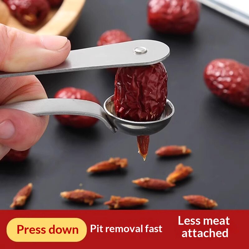 Kitchen Gadgets Usa - 스테인리스 스틸 대추씨 제거기, 수동 대추씨