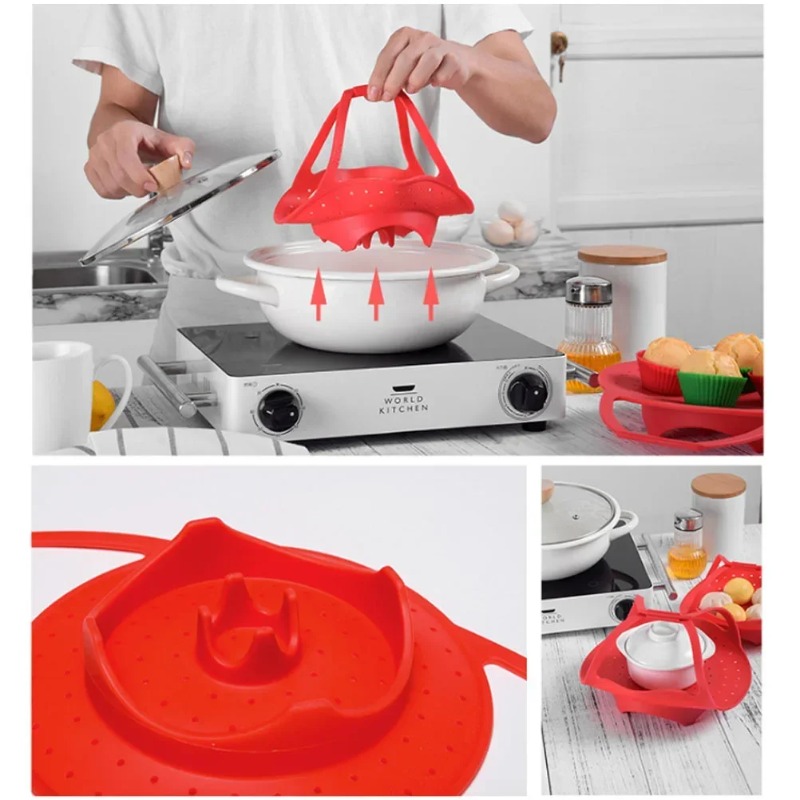 실리콘 확장 및 접이식 식품 과일 및 야채 기선 서랍  - Silicone Steamer Basket 리뷰 및 가격