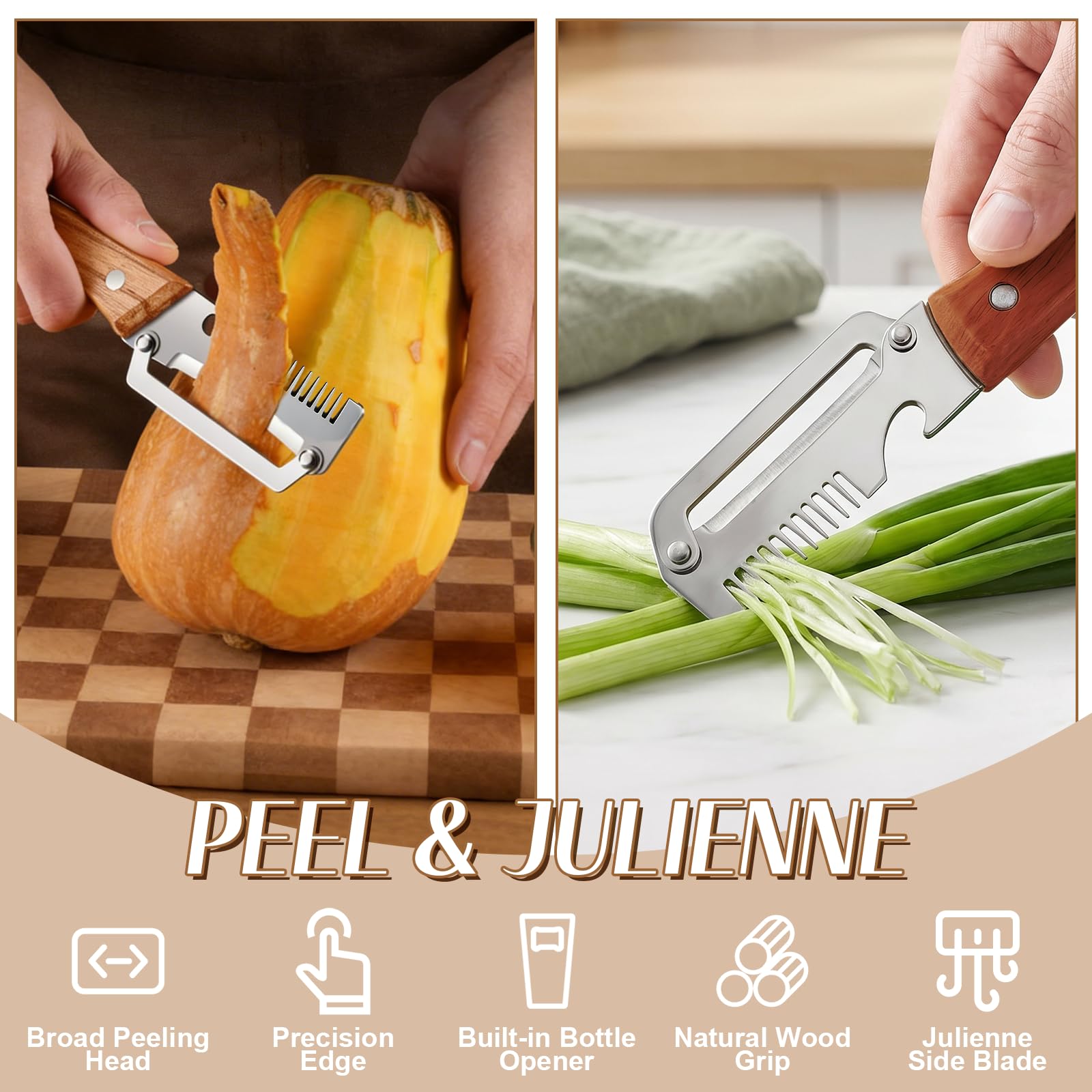 나무 손잡이와 병따개가 있는 3-in-1 야채 필러,  - Vegetable Kitchen Gadgets 리뷰 및 가격