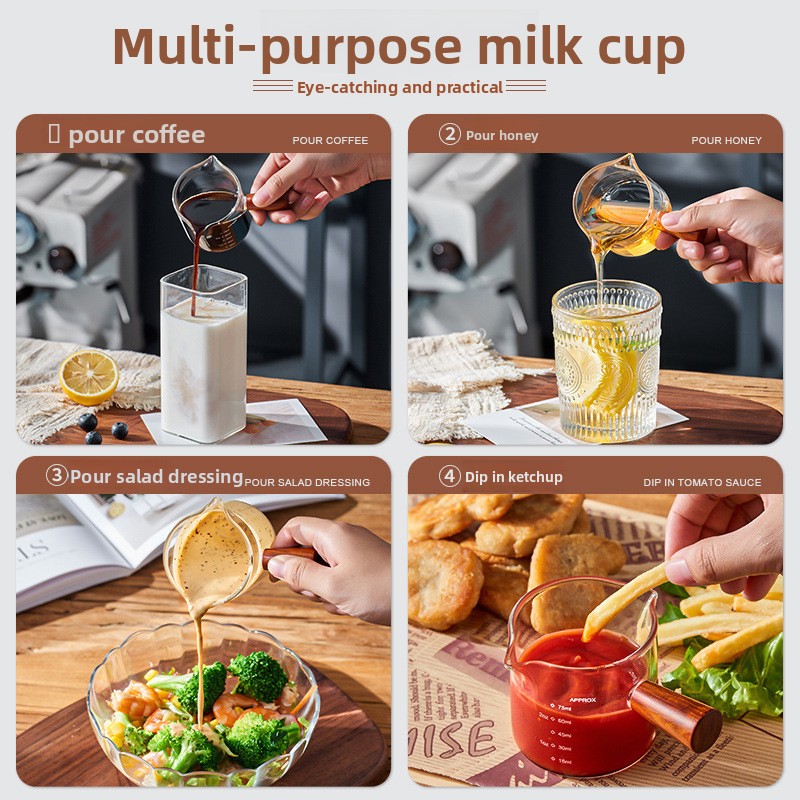 내열 유리 계량컵 나무 손잡이 미니 피처 에스프레소 커 - Kitchen Gadgets Usa 리뷰 및 가격