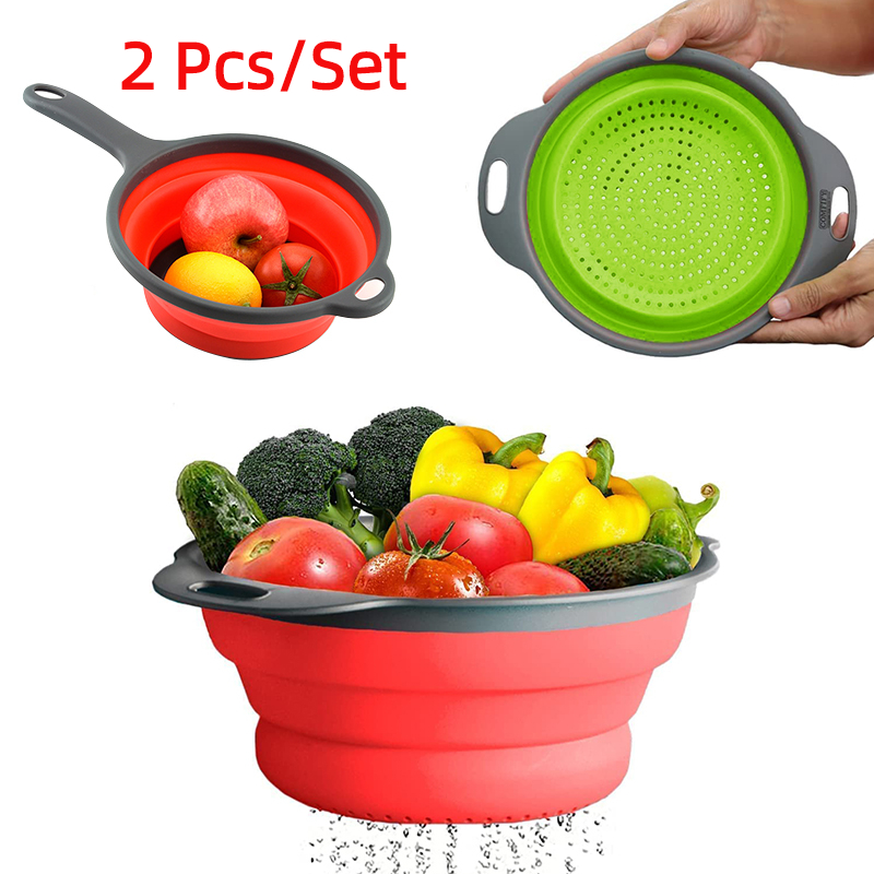 2 개/대 접이식 실리콘 소쿠리 과일 야채 세척 바구니 - Silicone Steamer Basket 리뷰 및 가격